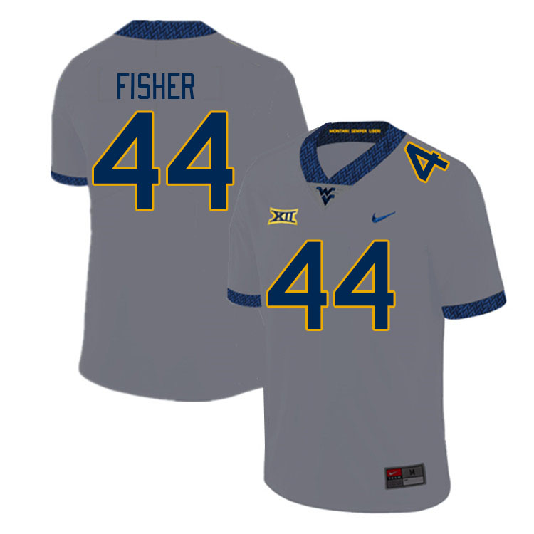 Men #44 Oryend Fisher West Virginia Mountaineers College Football Jerseys Stitched Sale-Gray